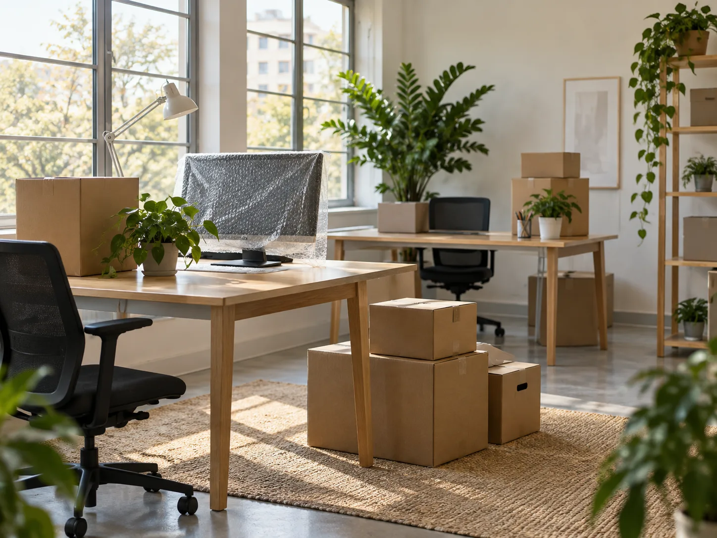 Kolilerin bulunduğu yeni bir ofis
